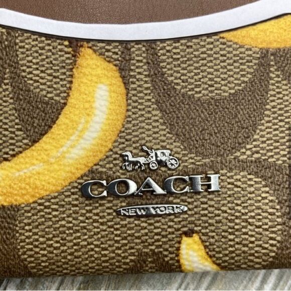 Slim Id Card Case In Signature Canvas With Banana Print Purse Bag Limited - Picture 7 of 8